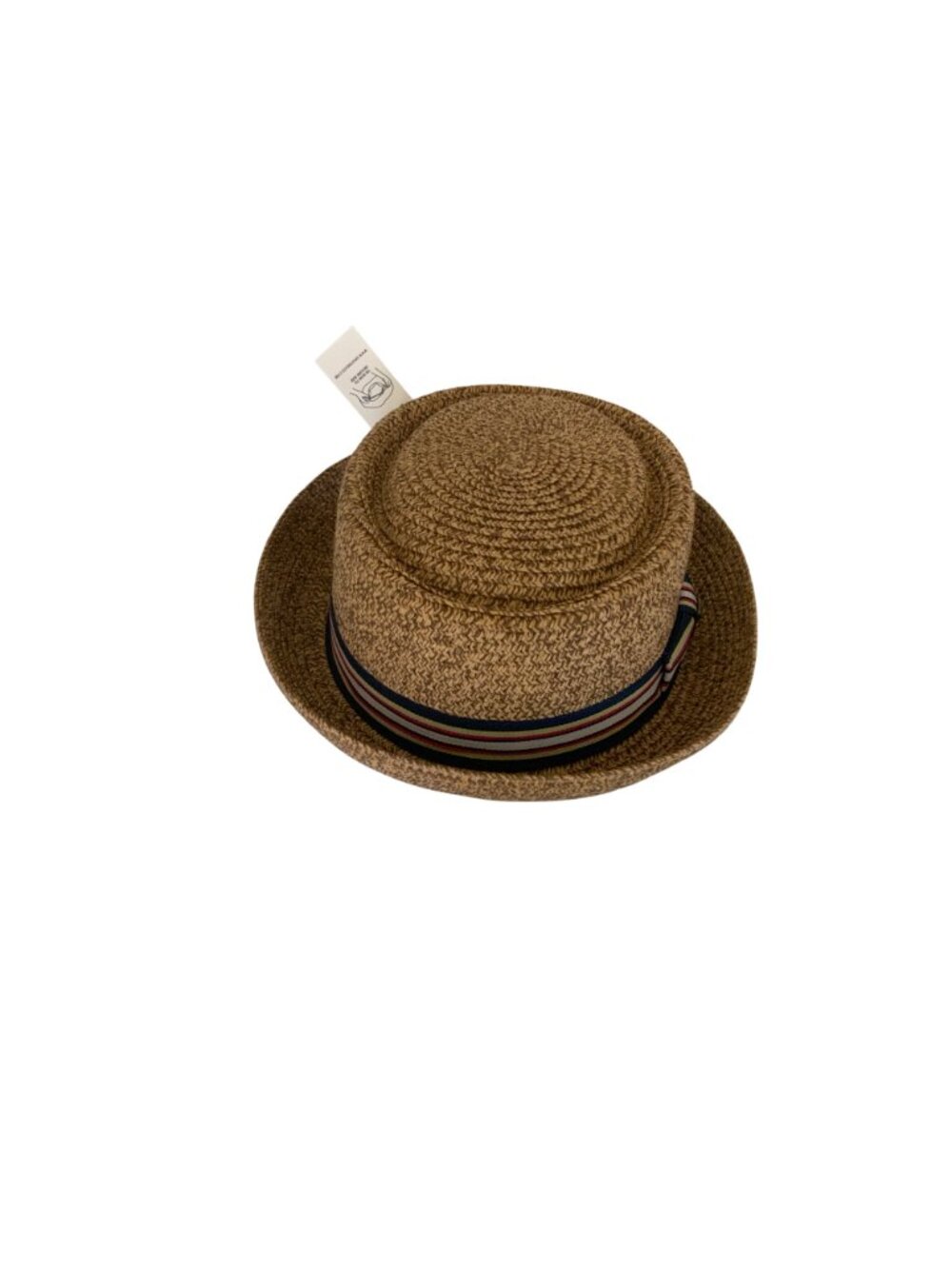 Epoch Straw Pork Pie Hat With Striped Band - Picture 2 of 5